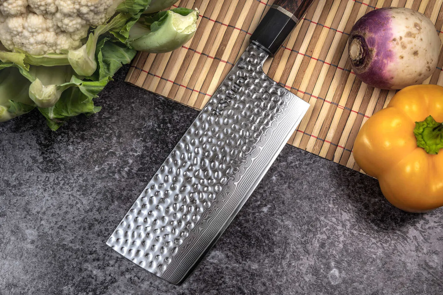 Couteau nakiri Sayuto Desert Damas martelé 17cm