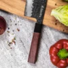 Couteau nakiri Sayuto Séquoia San Mai martelé 17cm