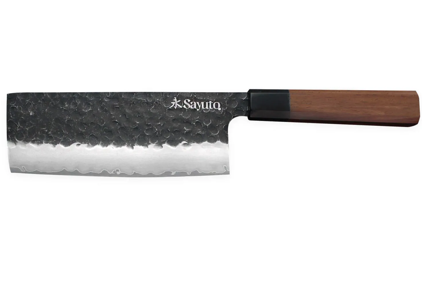 Couteau nakiri Sayuto Séquoia San Mai martelé 17cm