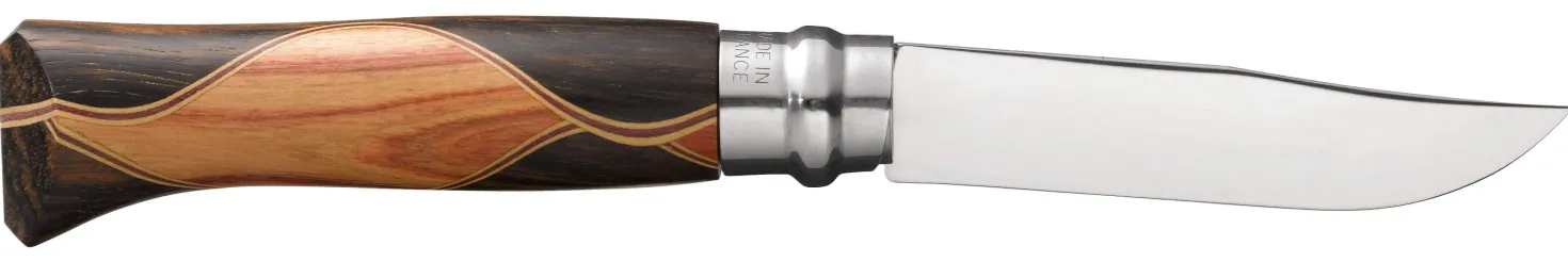 Couteau Opinel Chaperon n°8 lame 8,5cm manche 4 bois rares + coffret