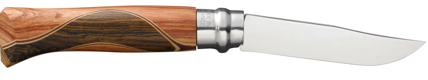 Couteau Opinel Chaperon n°8 lame 8,5cm manche 4 bois rares + coffret