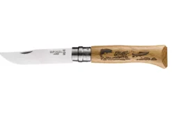 Couteau Opinel Tradition Gravures Animalia n°08 lame 8,5cm manche chêne décor truites