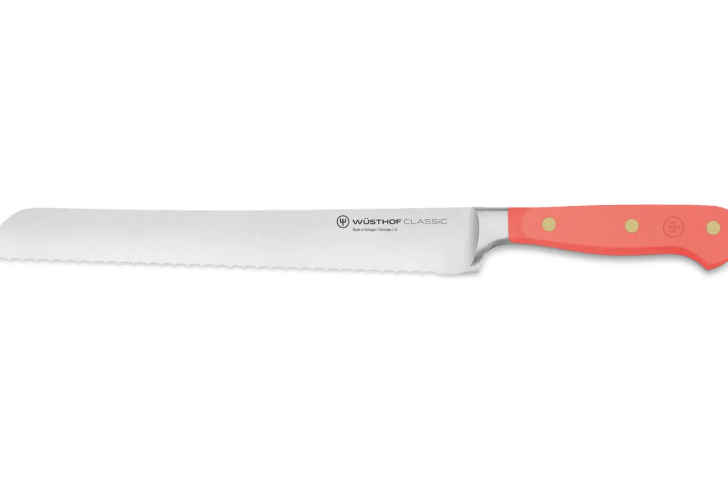Couteau à pain Wusthof Classic Colour Coral Peach forgé lame micro-dentelée 23cm