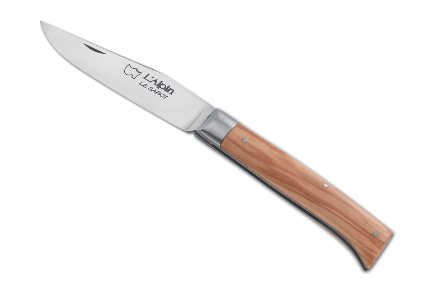 Couteau pliant Au Sabot L'Alpin acier Sandvik manche olivier 10cm