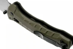 Couteau pliant Benchmade Turret Black 980SBK lame noire semi-dentée manche G10 vert olive 12cm