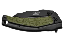 Couteau pliant Camillus FK-7.5 manche en nylon renforcé de verre/caoutchouc thermoplastique noir et vert 11,4cm