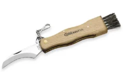 Couteau pliant à champignons Maserin manche hêtre 11cm + brosse intégrée