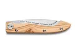 Couteau pliant Compostelle Voie d'Arles Claude Dozorme manche olivier 12,5cm