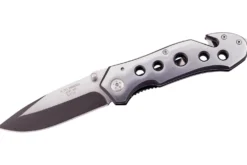 Couteau pliant de secours Herbertz 211712 tout inox manche ajouré 11,8cm