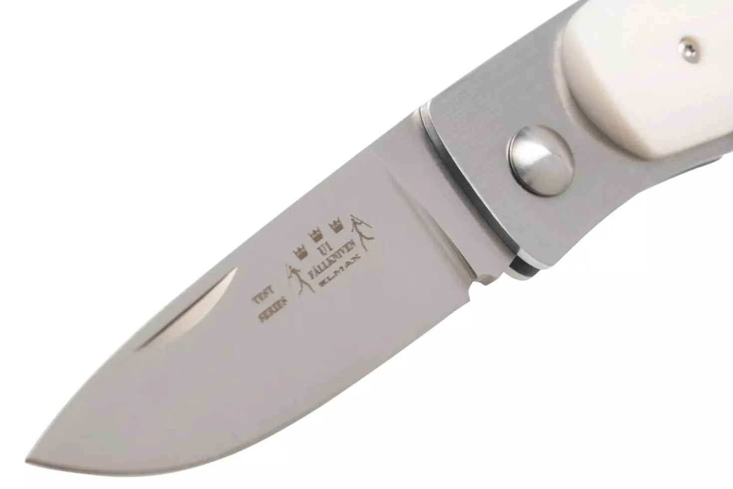 Couteau pliant Fallkniven U1EY Elmax manche Elforyn imitation ivoire 8,6cm + étui Cordura