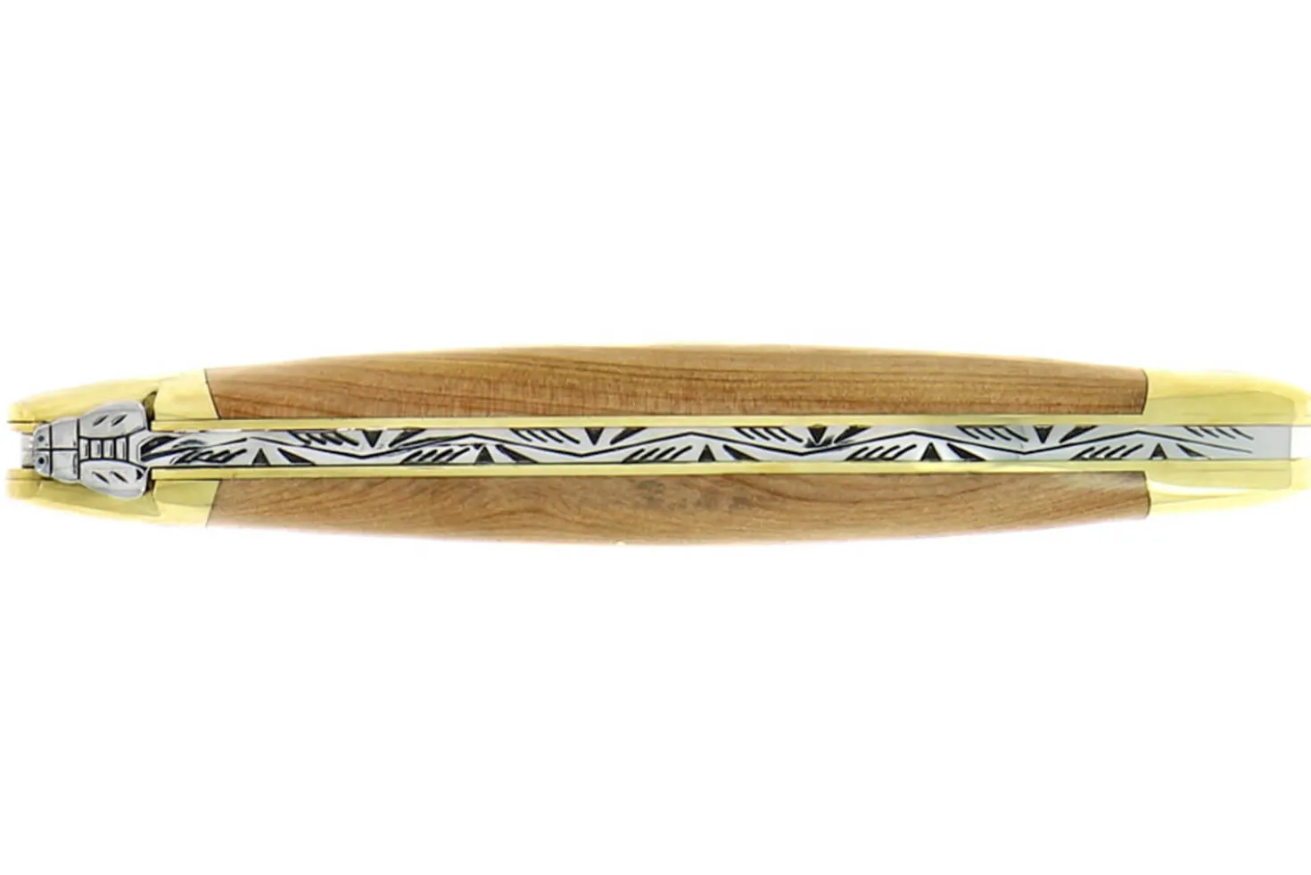 Couteau pliant Forge de Laguiole manche en bois de genévrier 11cm mitres en laiton
