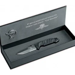 Couteau pliant FOX military Col Moschin à dents manche G10 11cm - Coffret