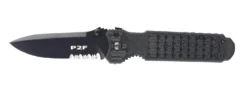 Couteau pliant FOX 1446 Predator 2F à dents manche 12cm forprène noir
