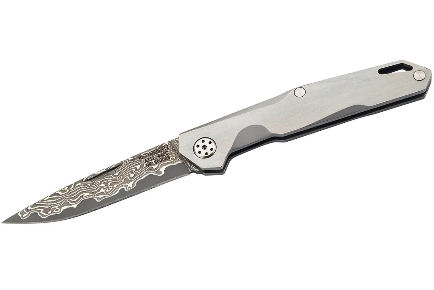 Couteau pliant Herbertz 300008 lame damassée manche inox 8cm