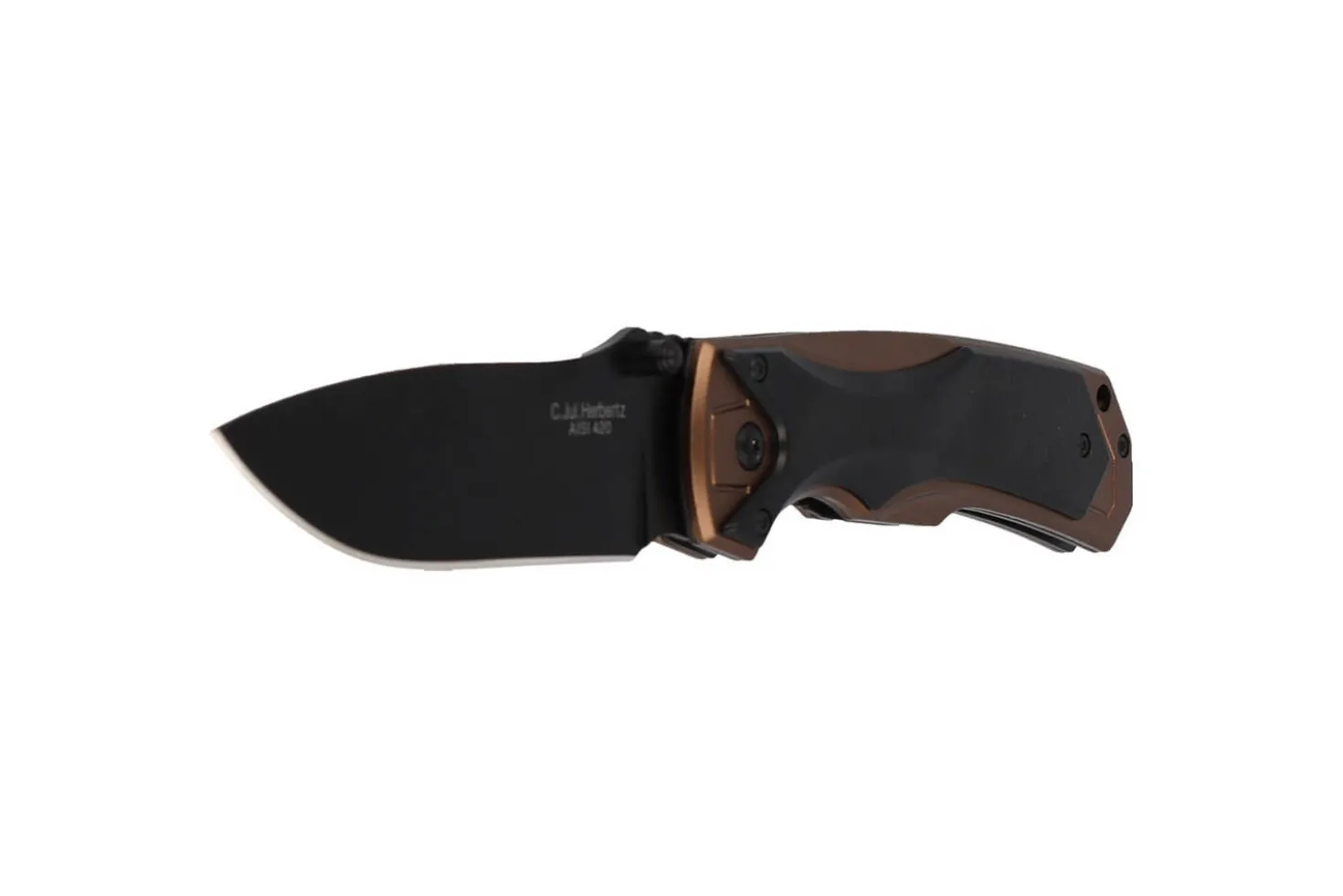 Couteau pliant Herbertz 533512 lame noire et manche ergonomique bi-matière 12cm