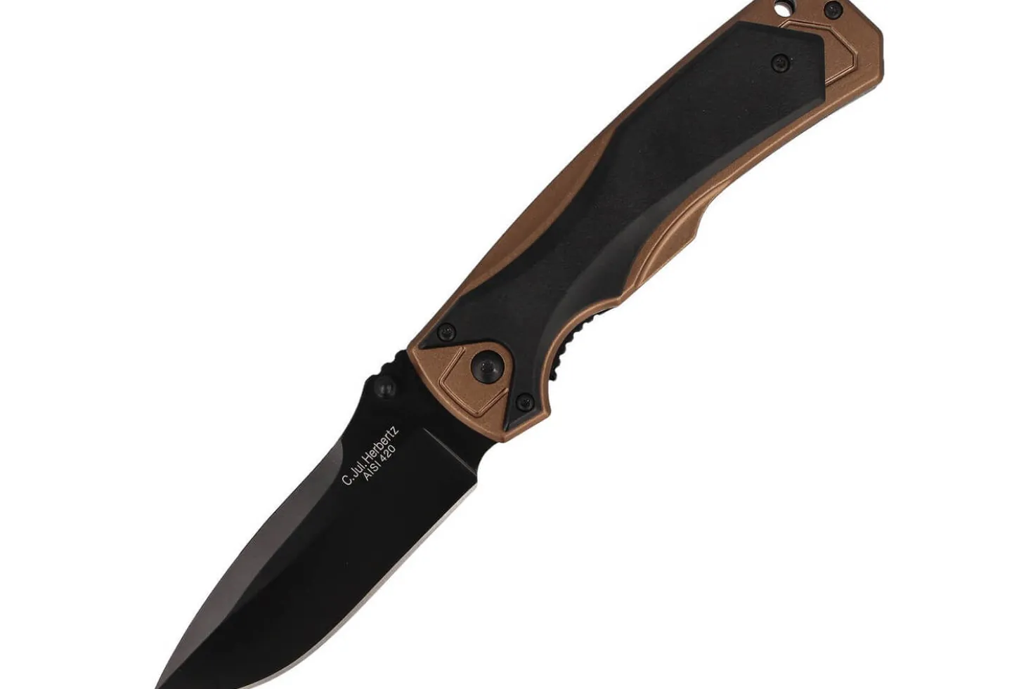 Couteau pliant Herbertz 533512 lame noire et manche ergonomique bi-matière 12cm