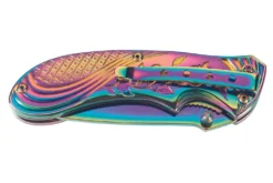 Couteau pliant Herbertz 577910 manche en acier inox avec revêtement titane arc-en-ciel 10cm