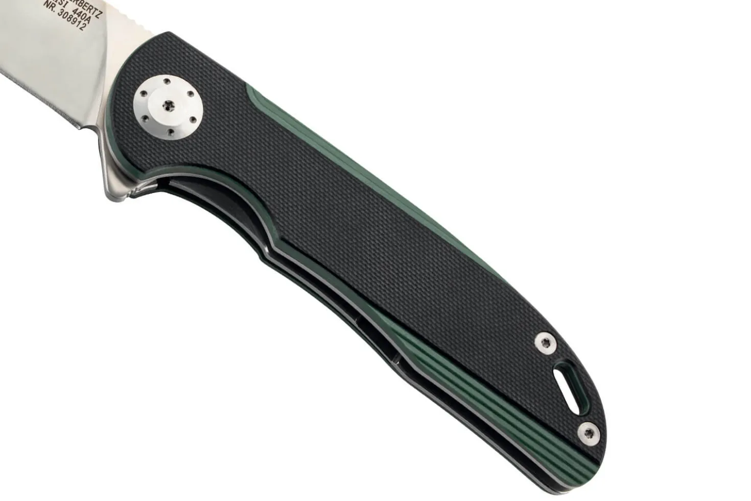 Couteau pliant Herbertz 308912 manche G10 texturé noir et vert 12cm et clip de poche