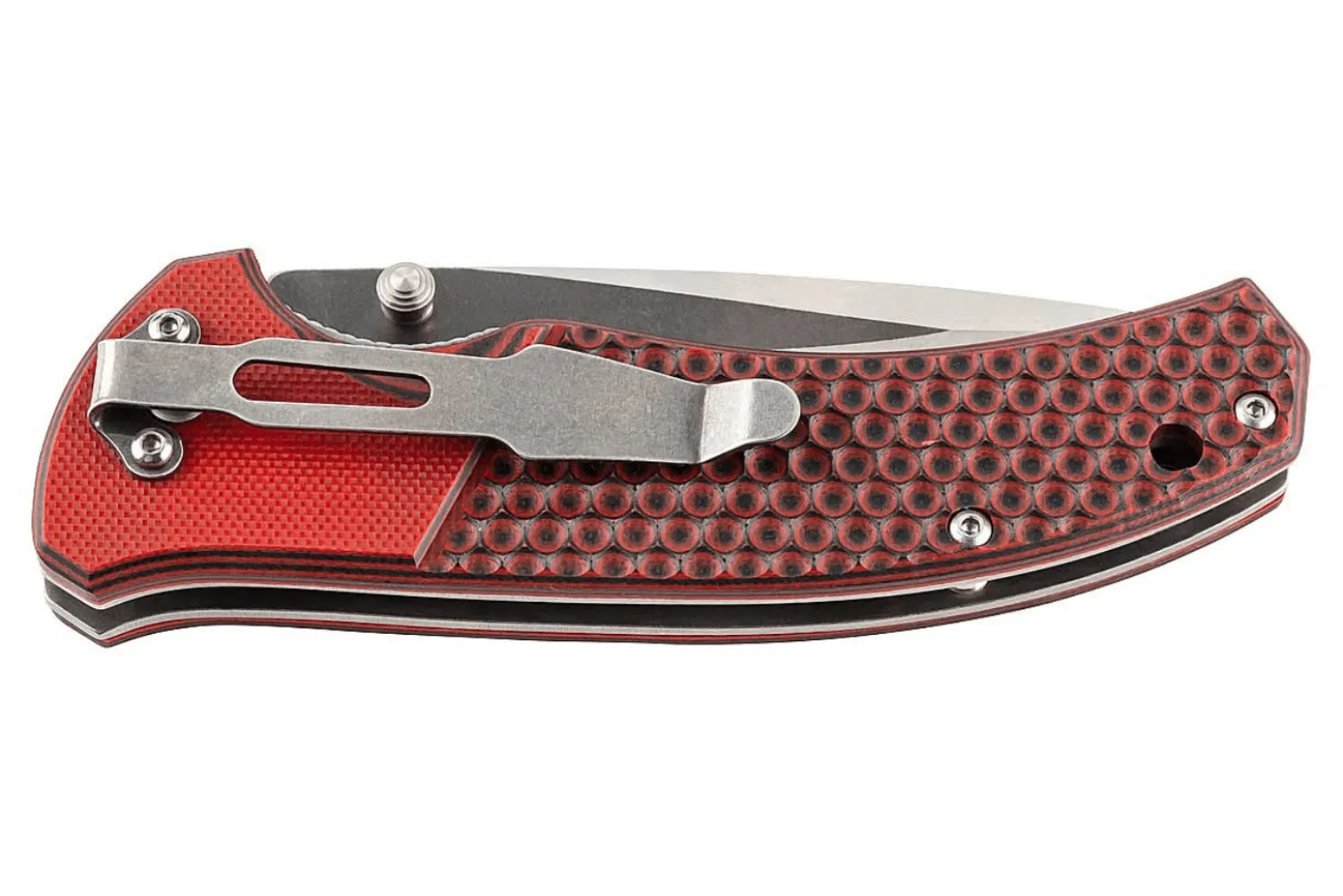 Couteau pliant Herbertz 589412 manche en G10 rouge texture antidérapante 11,7cm + étui