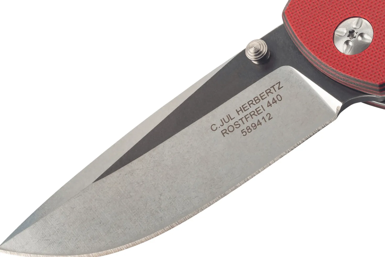 Couteau pliant Herbertz 589412 manche en G10 rouge texture antidérapante 11,7cm + étui