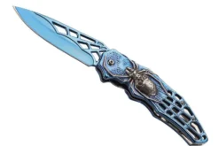 Couteau pliant Herbertz n°586412 manche araignée inox bleu 12cm