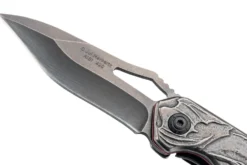 Couteau pliant Herbertz 591912 tout acier inox stonewashed décor tête de mort 11,8cm