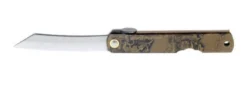 Couteau pliant Higonokami 2672 acier carbone manche gravé 10cm brun
