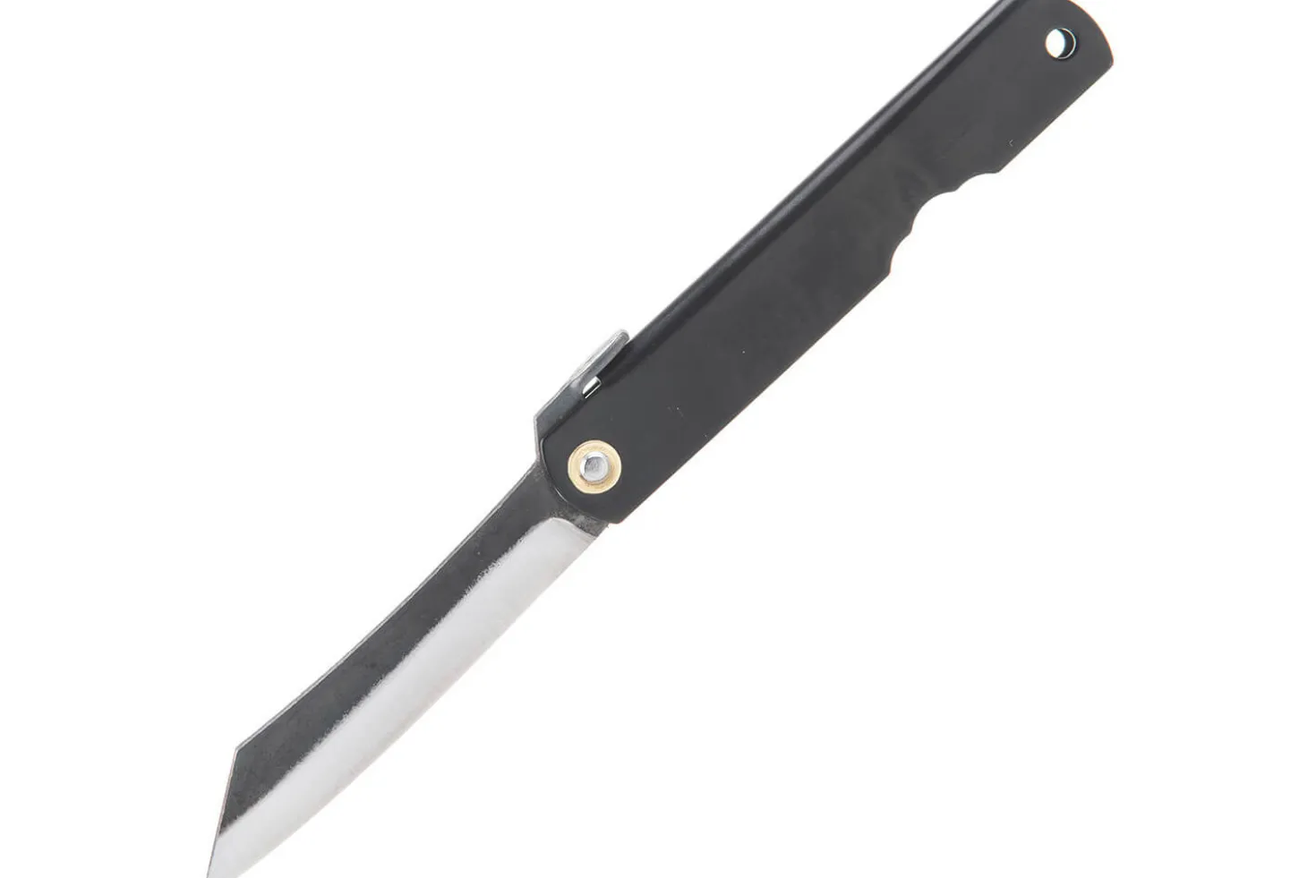 Couteau pliant Higonokami luxe 16.N acier carbone manche laiton noir 10cm