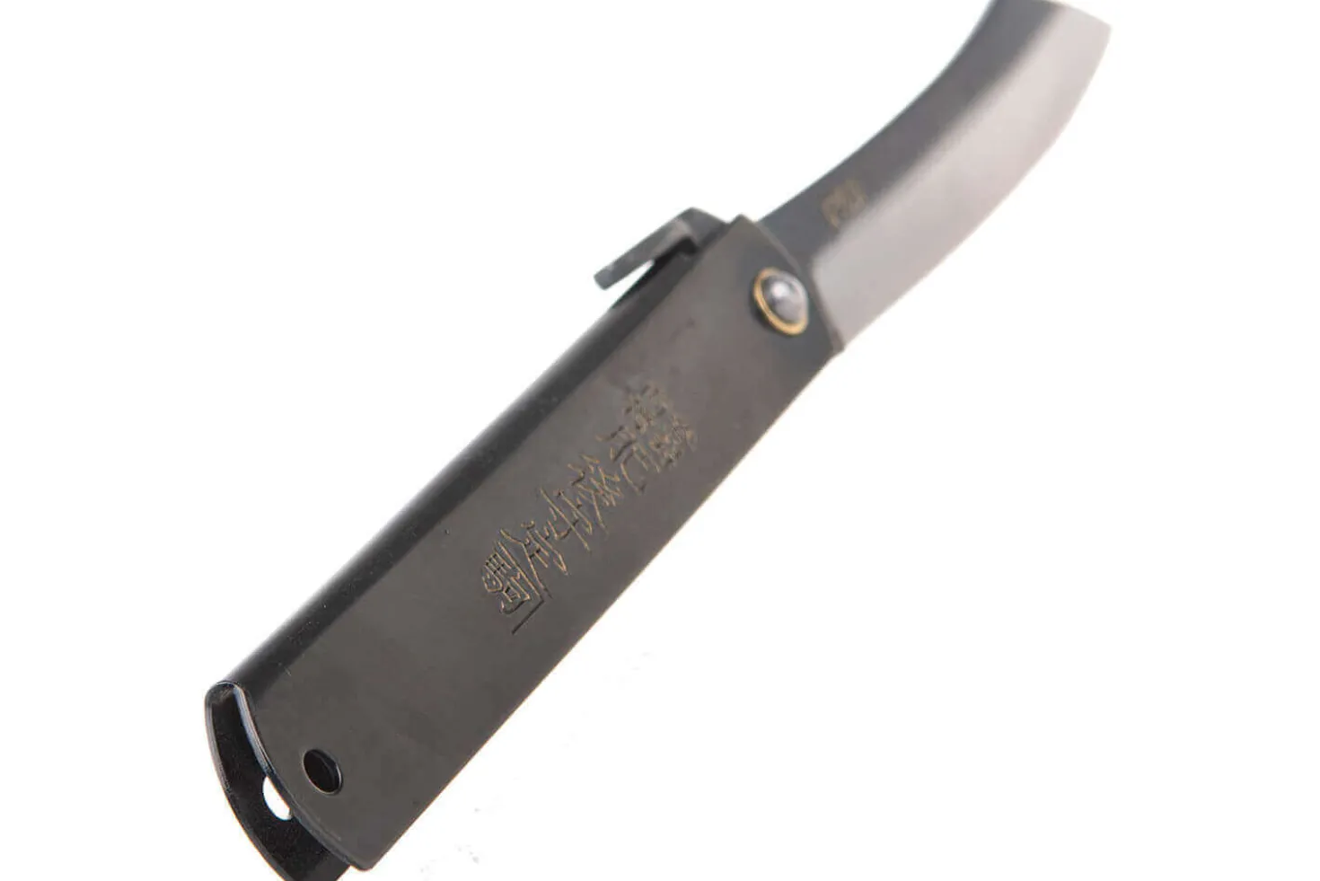 Couteau pliant Higonokami luxe 17.N acier carbone manche laiton noir 12cm