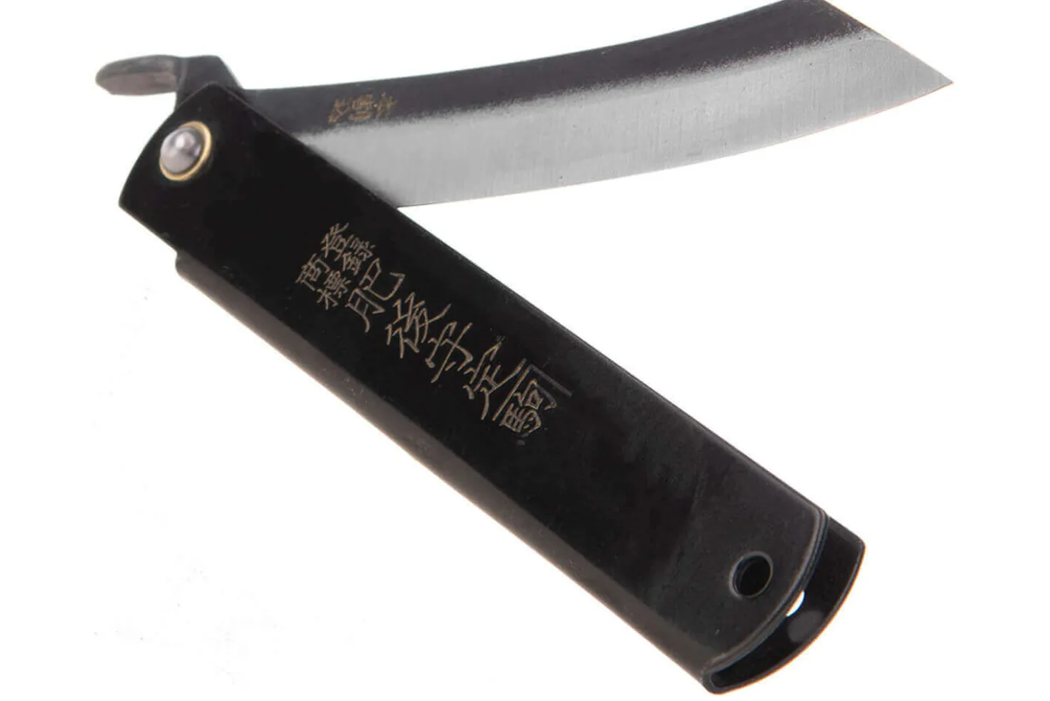 Couteau pliant Higonokami luxe 17.N acier carbone manche laiton noir 12cm