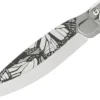 Couteau pliant K2 Elegance K2.21M manche inox décor papillon 11,5cm + étui suédine