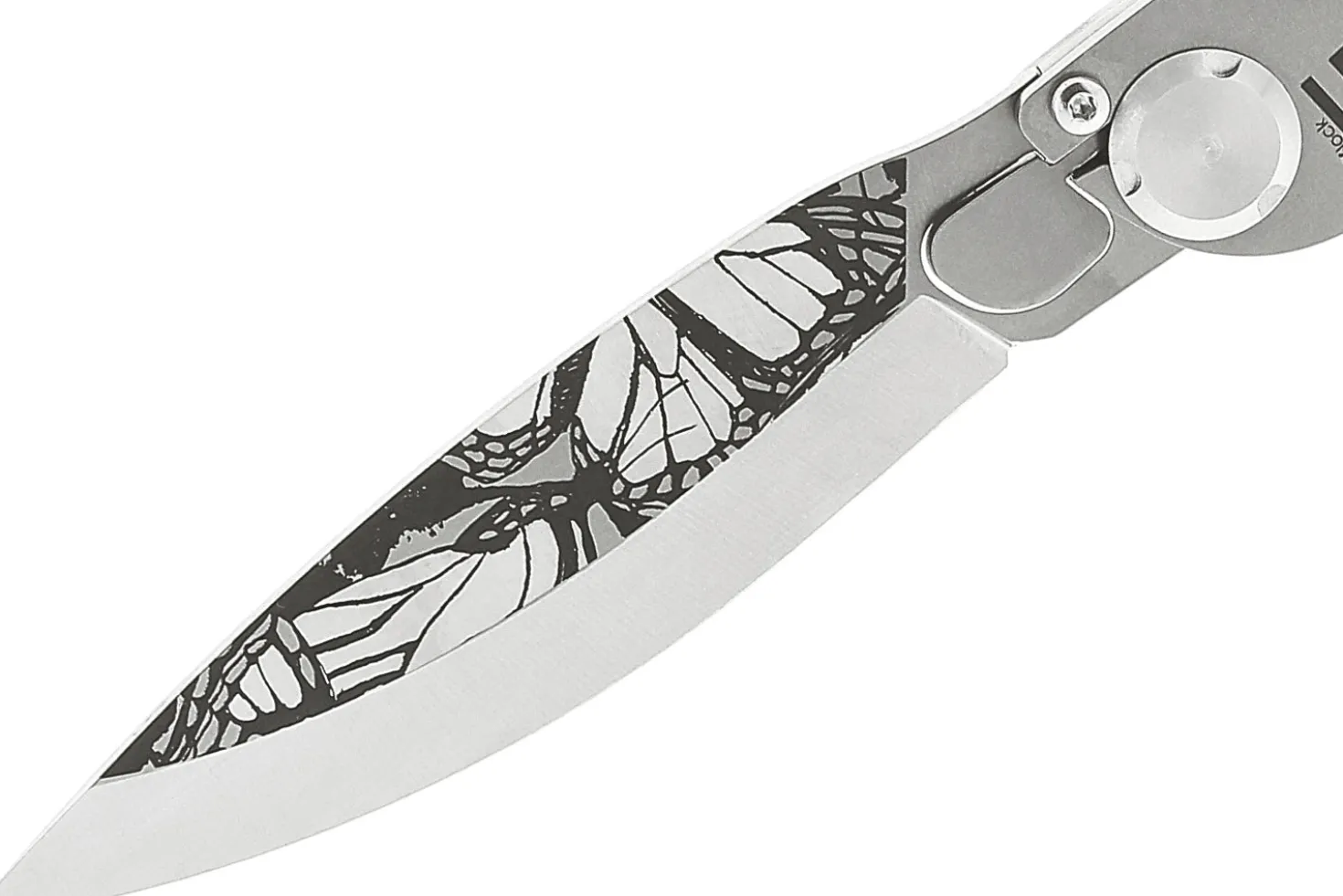 Couteau pliant K2 Elegance K2.21M manche inox décor papillon 11,5cm + étui suédine