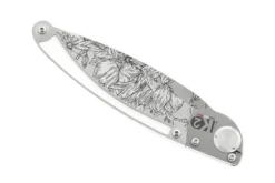 Couteau pliant K2 Elegance K2.22M manche inox décor magnolia 11,5cm + étui suédine