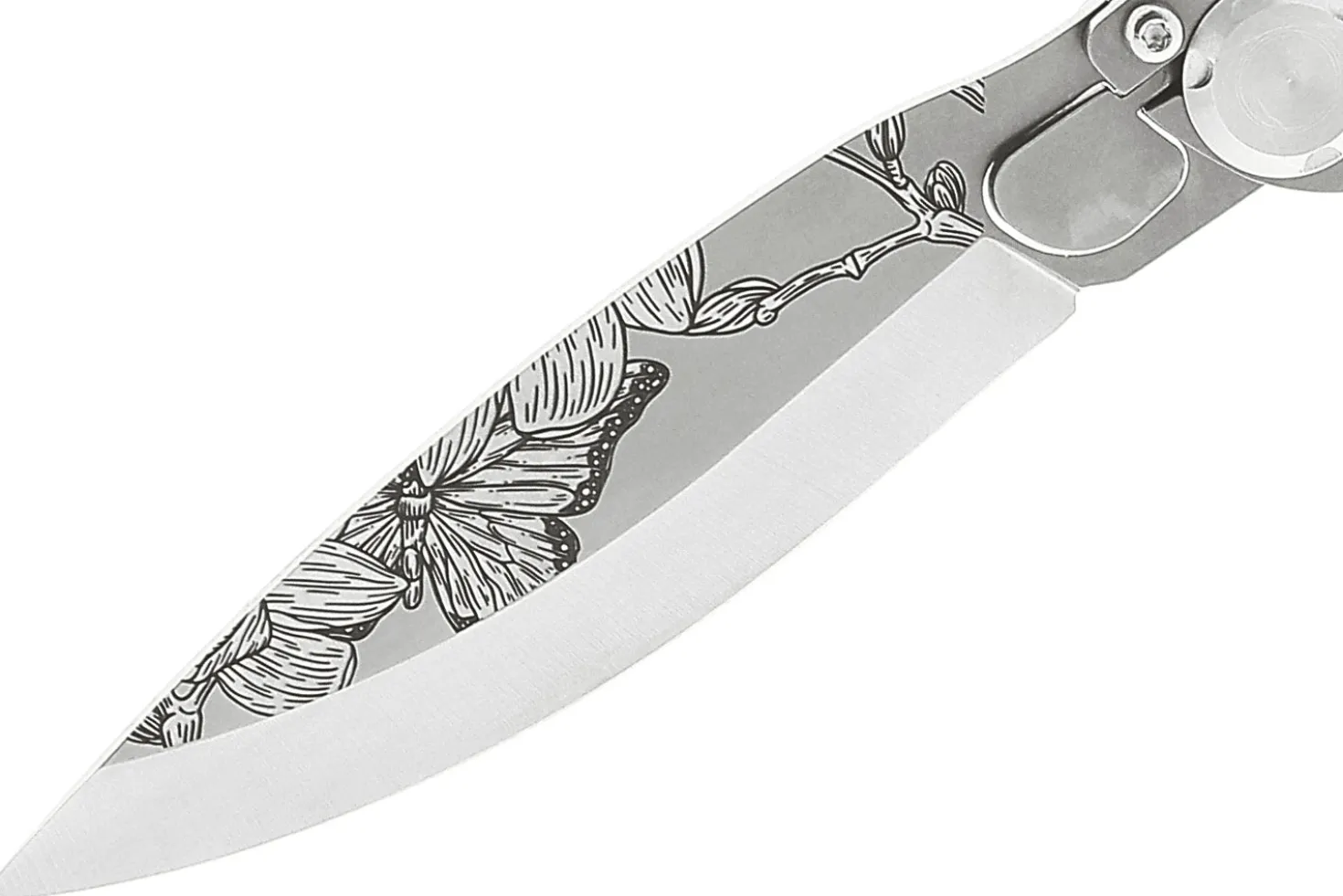 Couteau pliant K2 Elegance K2.22M manche inox décor magnolia 11,5cm + étui suédine