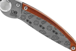 Couteau pliant K2 Kids 812170 manche inox décor soleil 9,5cm + étui suédine