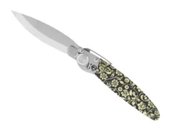 Couteau pliant K2.18M manche acier décor imprimé 3D floral 11,5cm