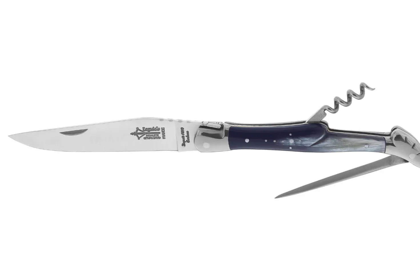 Couteau pliant Laguiole Arbalète G.DAVID 1792 manche en corne 12cm + tire bouchon + poinçon