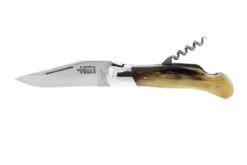 Couteau pliant Laguiole Arbalète G.DAVID manche façon corne blonde 12cm + tire-bouchon