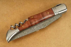 Couteau pliant Laguiole Herbertz 231712 lame damassée manche bois de cognassier 12cm + tire-bouchon