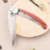 Couteau pliant Le Coq Français Tokyo Red Heart artisanal manche bois rouge 11,5cm + étui