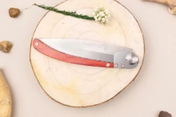 Couteau pliant Le Coq Français Tokyo Red Heart artisanal manche bois rouge 11,5cm + étui