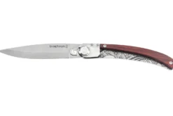 Couteau pliant Le Coq Français Tokyo Red Heart artisanal manche bois rouge 11,5cm + étui
