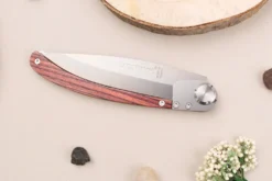 Couteau pliant Le Coq Français Napoléon Ier artisanal manche bois de violette 11,5cm + étui
