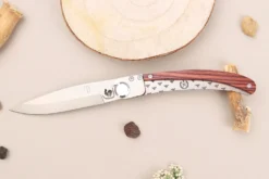 Couteau pliant Le Coq Français Napoléon Ier artisanal manche bois de violette 11,5cm + étui