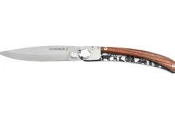 Couteau pliant Le Coq Français Forêt artisanal manche bois de violette 11,5cm + étui