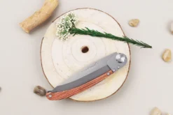 Couteau pliant Le Coq Français Forêt artisanal manche bois de violette 11,5cm + étui