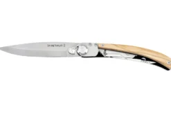 Couteau pliant Le Coq Français Rivière artisanal manche bois d'olivier 11,5cm + étui