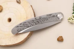 Couteau pliant Le Coq Français Bordeaux Red Heart artisanal manche bois rouge 11,5cm + étui