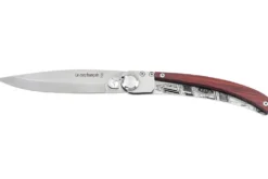 Couteau pliant Le Coq Français Notre Dame de Paris Red Heart artisanal manche bois rouge 11,5cm + étui