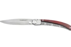 Couteau pliant Le Coq Français Charlemagne Red Heart artisanal manche bois rouge 11,5cm + étui